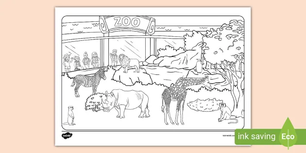 Zoo scene louring page teacher made