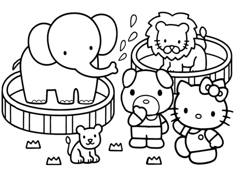Hello kitty zoo coloring page free printable coloring pages