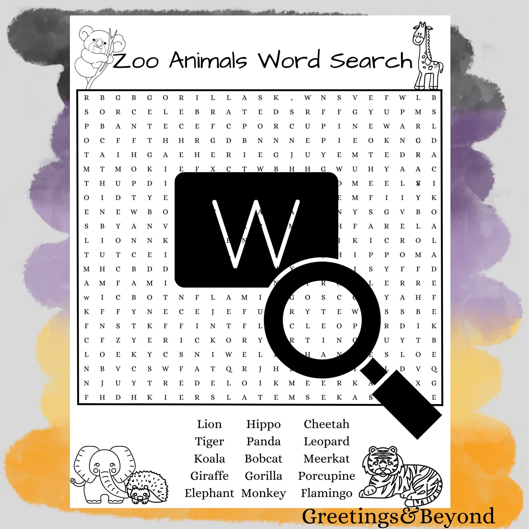 Zoo word search