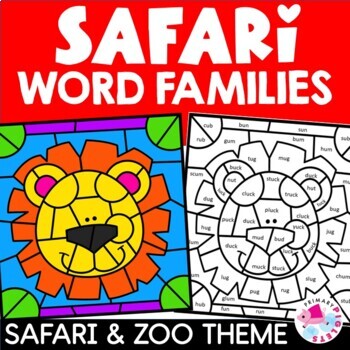 Zoo animals safari color by code word families coloring pages tpt