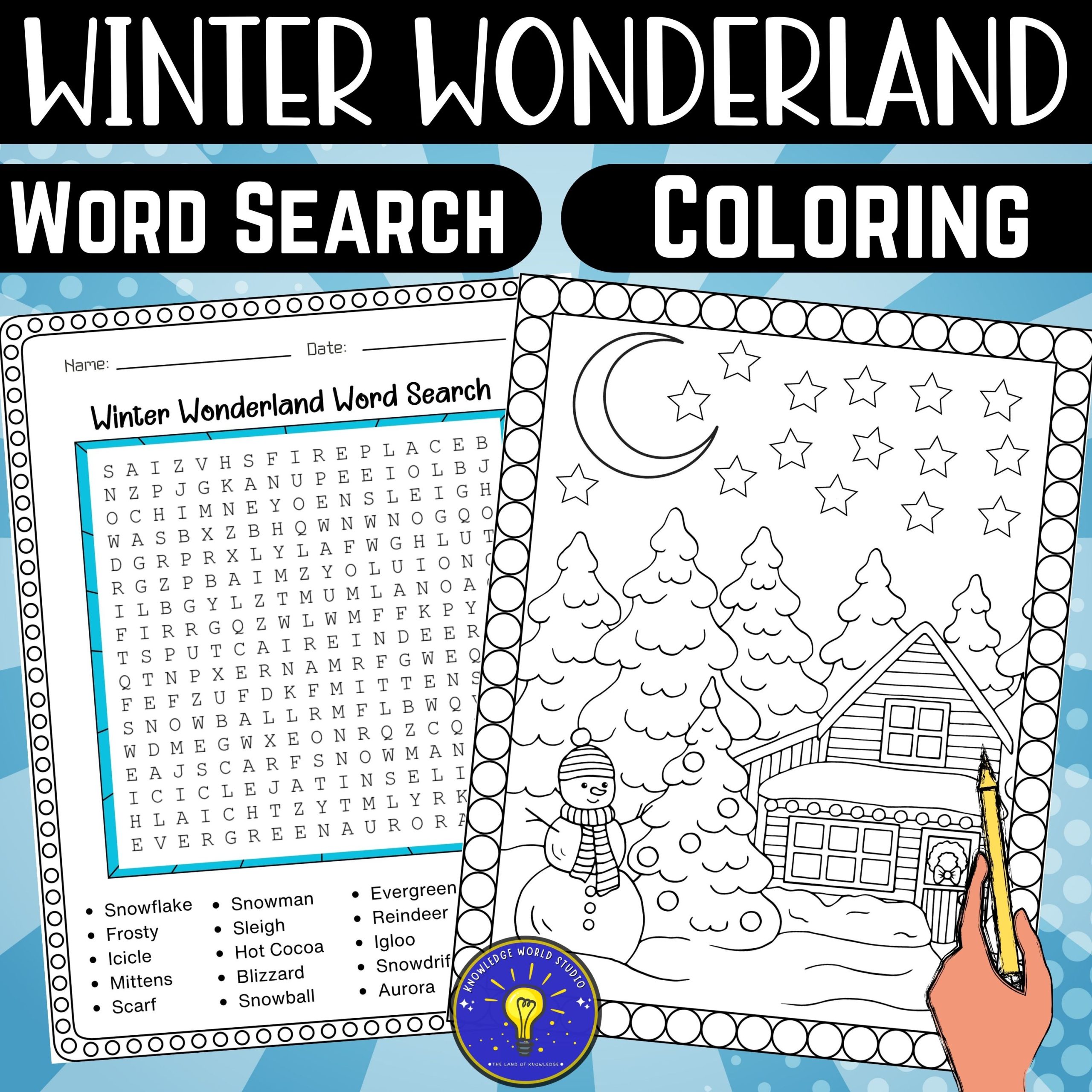 Winter wonderland activities word search