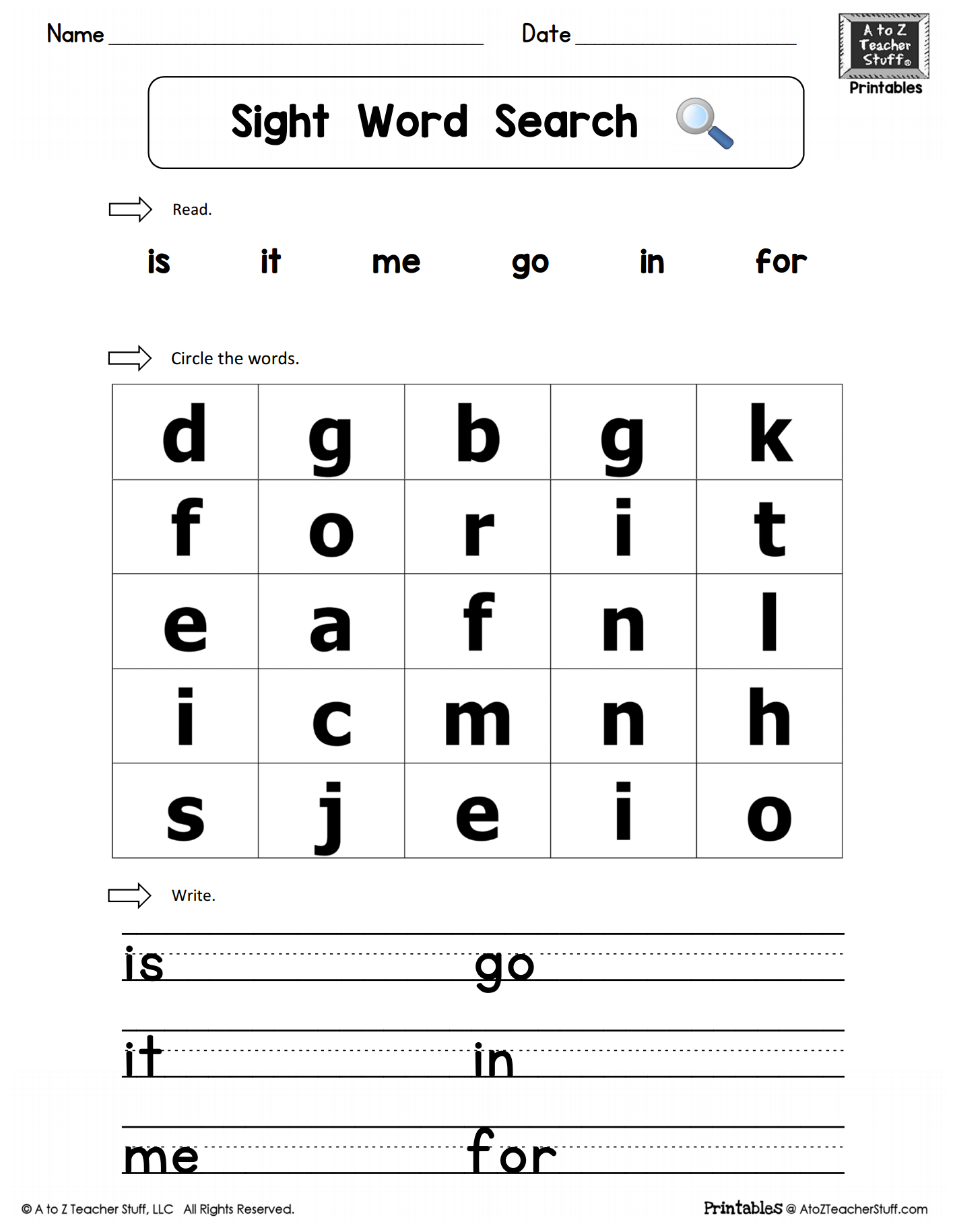 Sight words practice word search is it me go in for a to z teacher stuff printable pages and worksheets