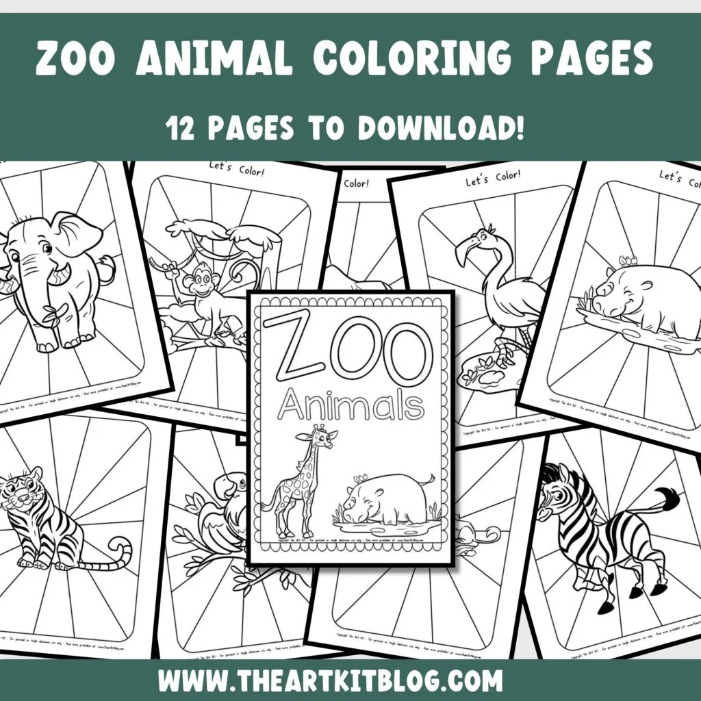 Zoo animal coloring page â free printable â the art kit
