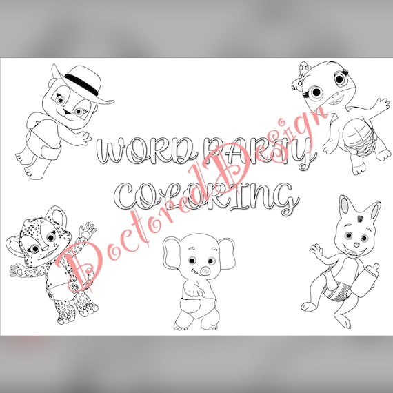 Word party coloring sheets