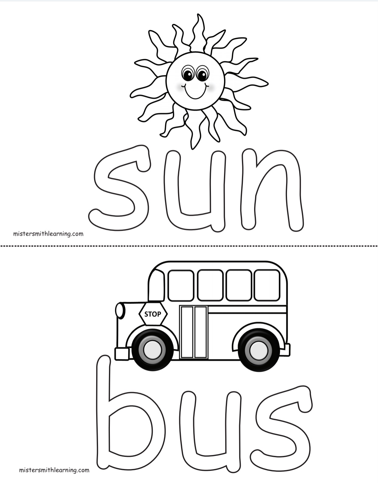 Cvc coloring pages with picture â mister smith learning