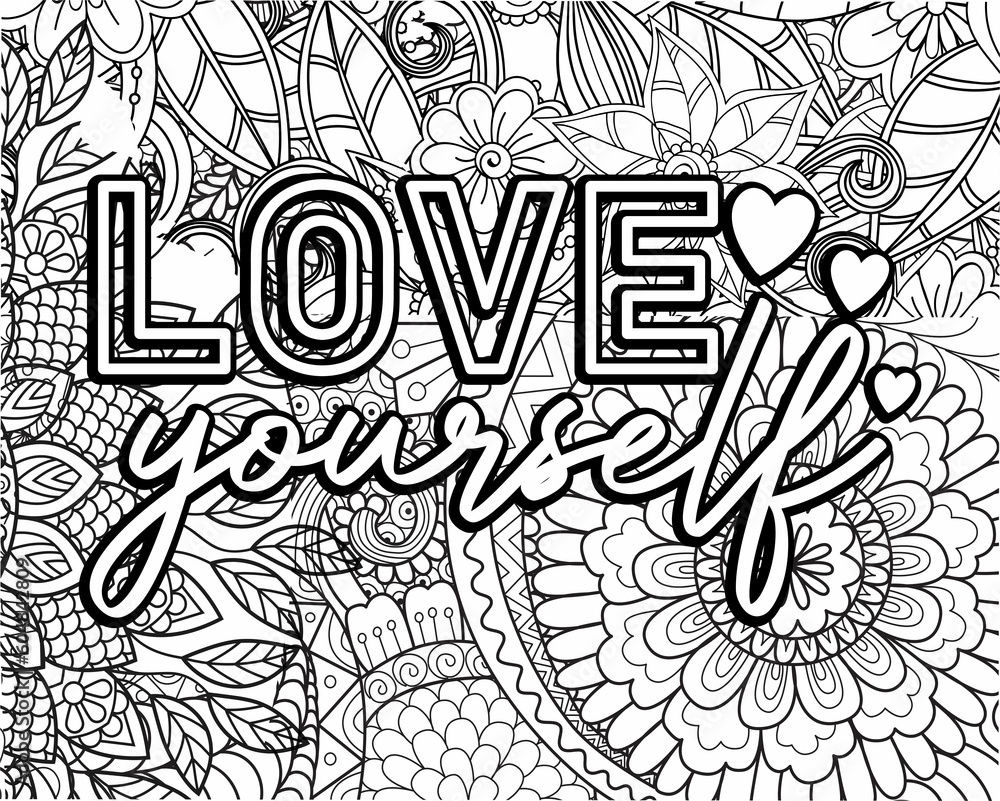 Motivational quotes coloring pages design inspirational words coloring book pages design illustration