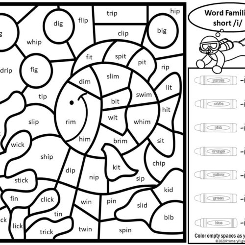 Color by word families ocean set made by teachers