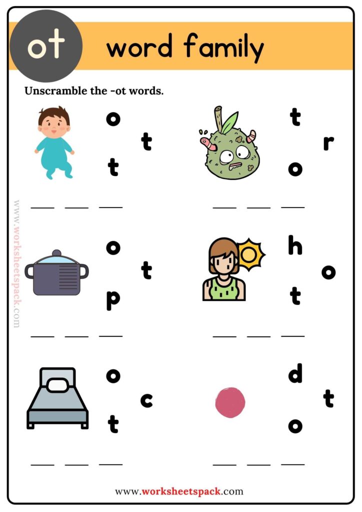 Ot word family worksheets