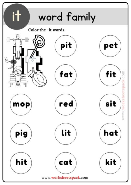 It word family coloring pages