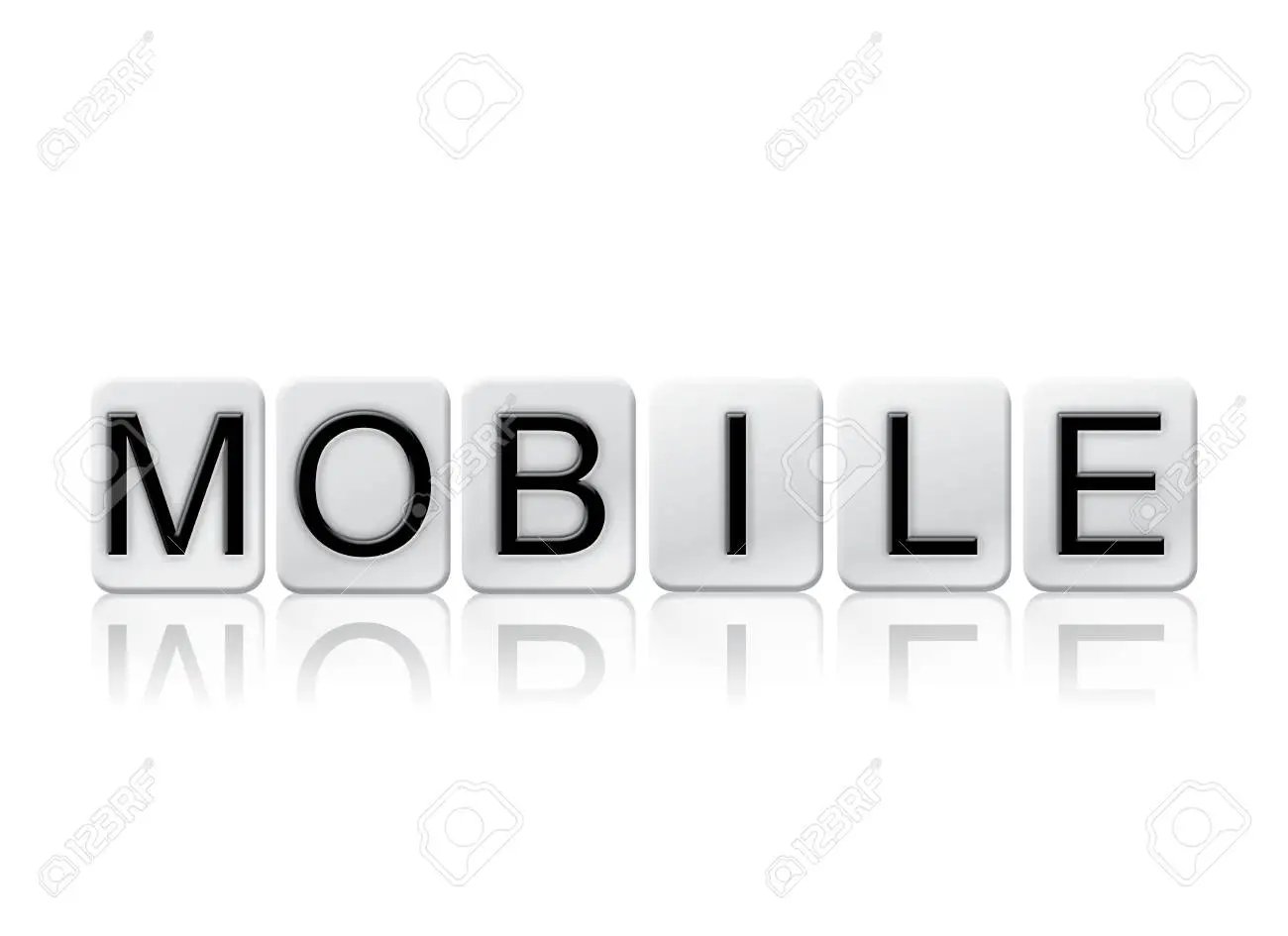 The word mobile written in tile letters isolated on a white background stock photo picture and royalty free image image