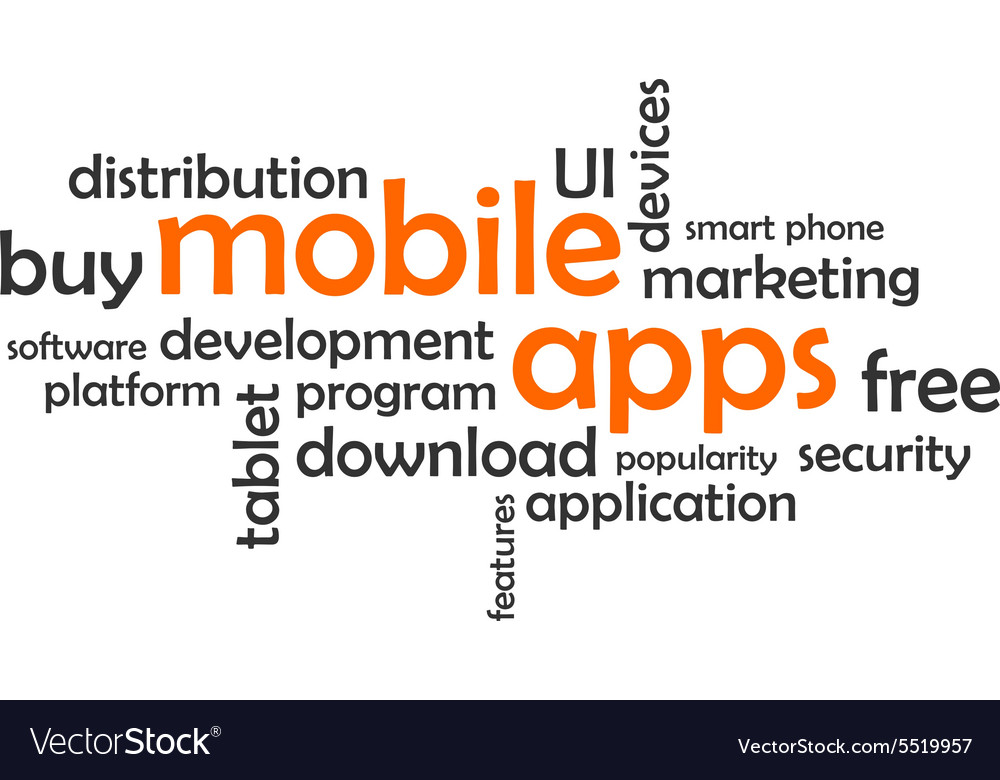 Word cloud mobile apps royalty free vector image