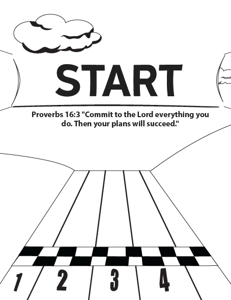 Starting line coloring page