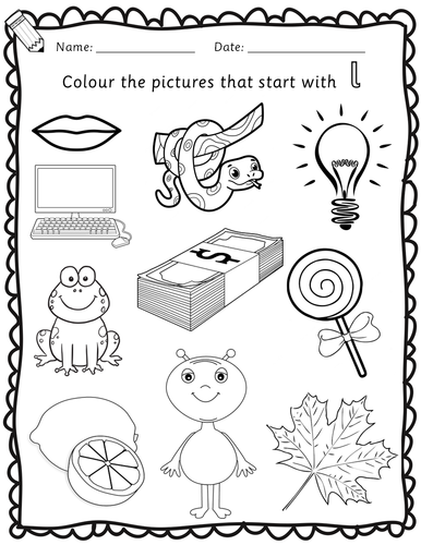 Beginning sounds book with worksheets