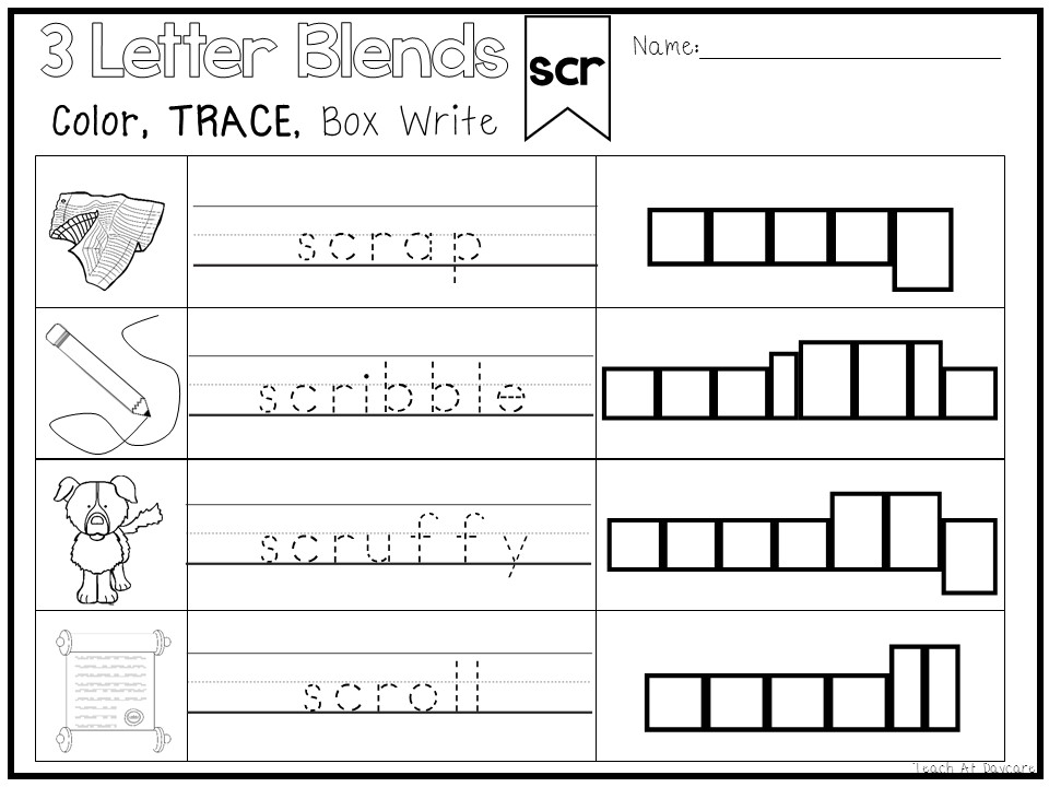 Letter blend words color trace write box writ made by teachers