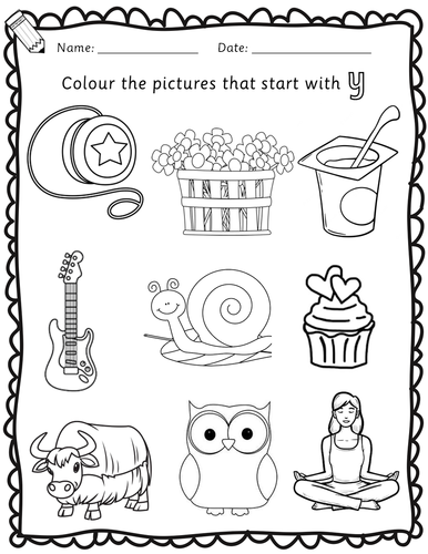 Beginning sounds book with worksheets