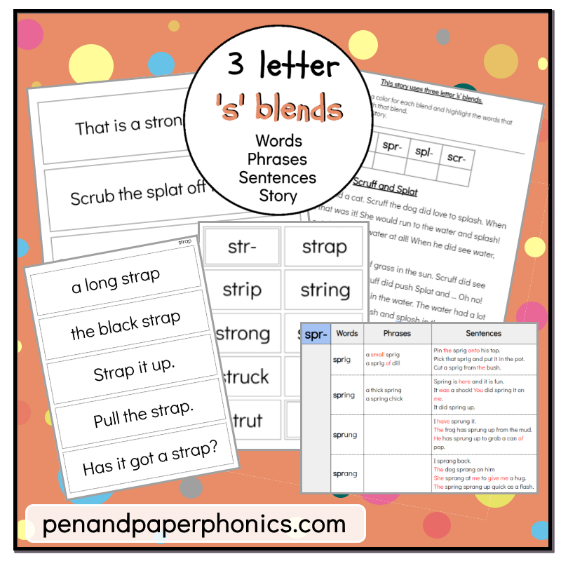 Letter s blends words phrases sentences story made by teachers