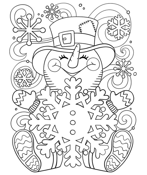 Happy little snowman free printable coloring page