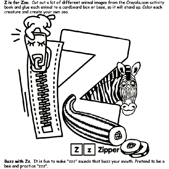 Alphabet z coloring page