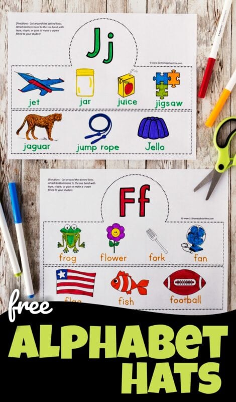 Free printable alphabet hats craft for learning letters