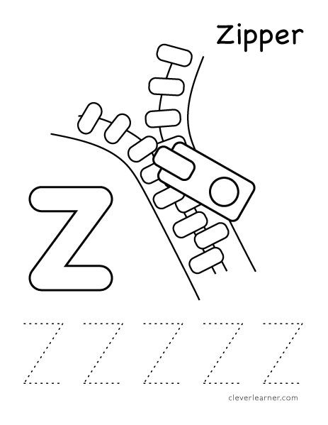 Letter z for zipper tracing worksheet for children kindergarten letters preschool letters letter z crafts