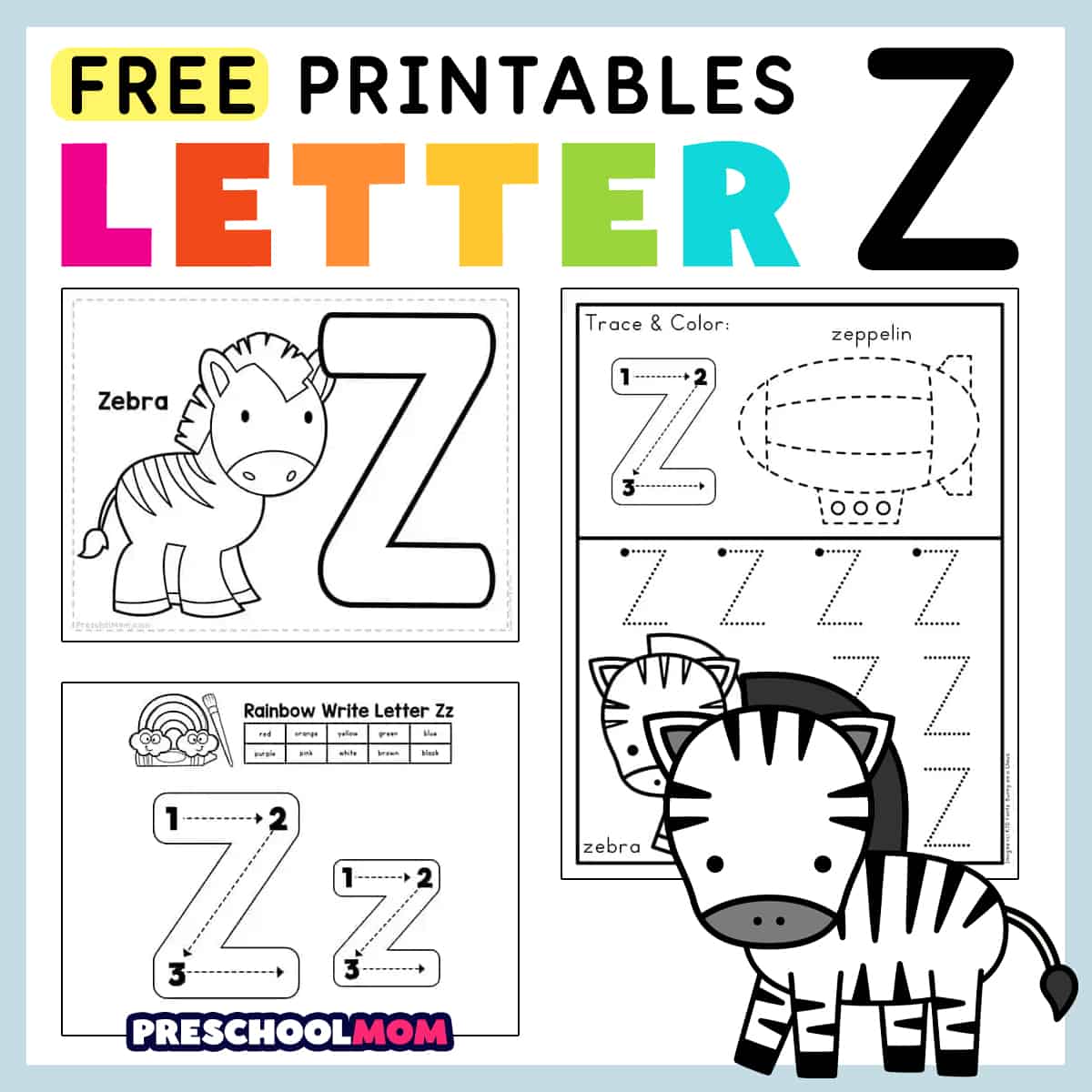 Letter z preschool printables