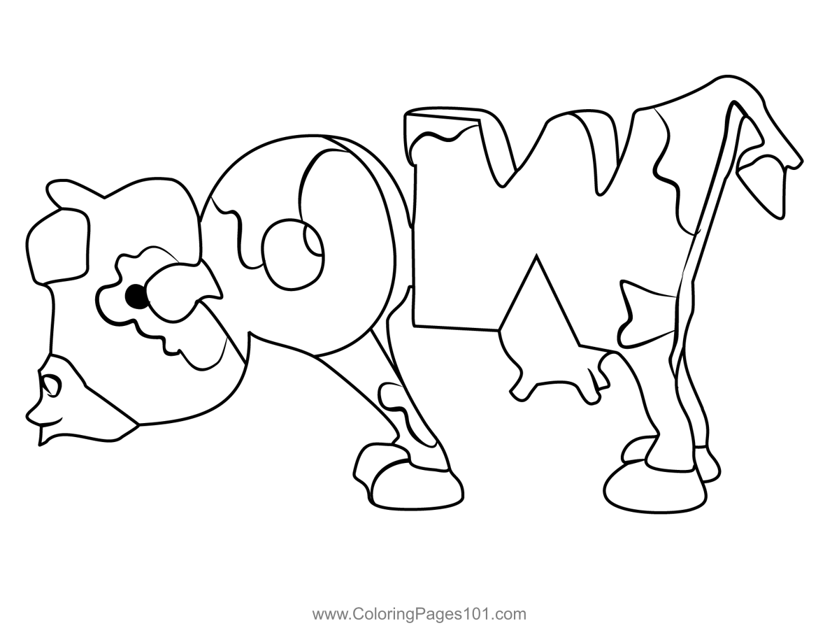 Cow from wordworld coloring page for kids