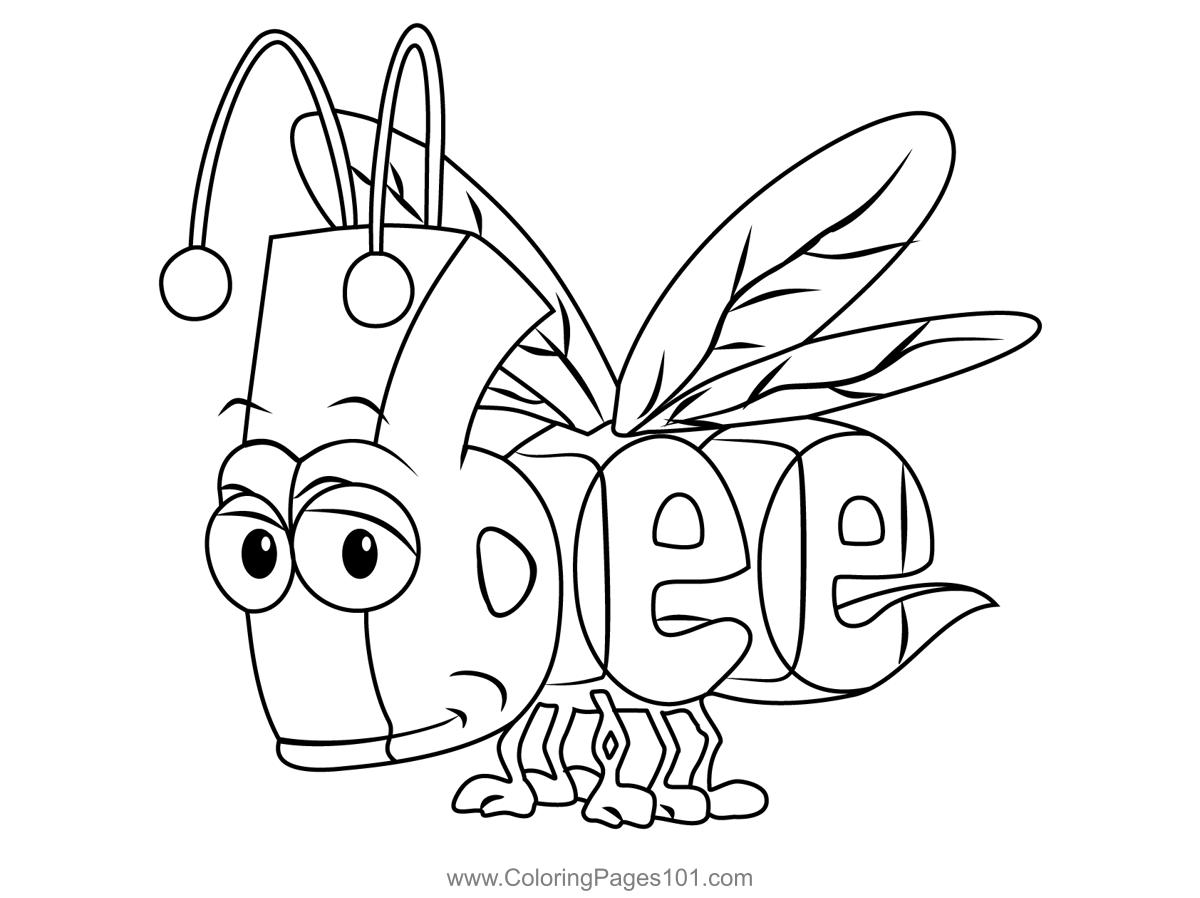 Bee from wordworld coloring page for kids