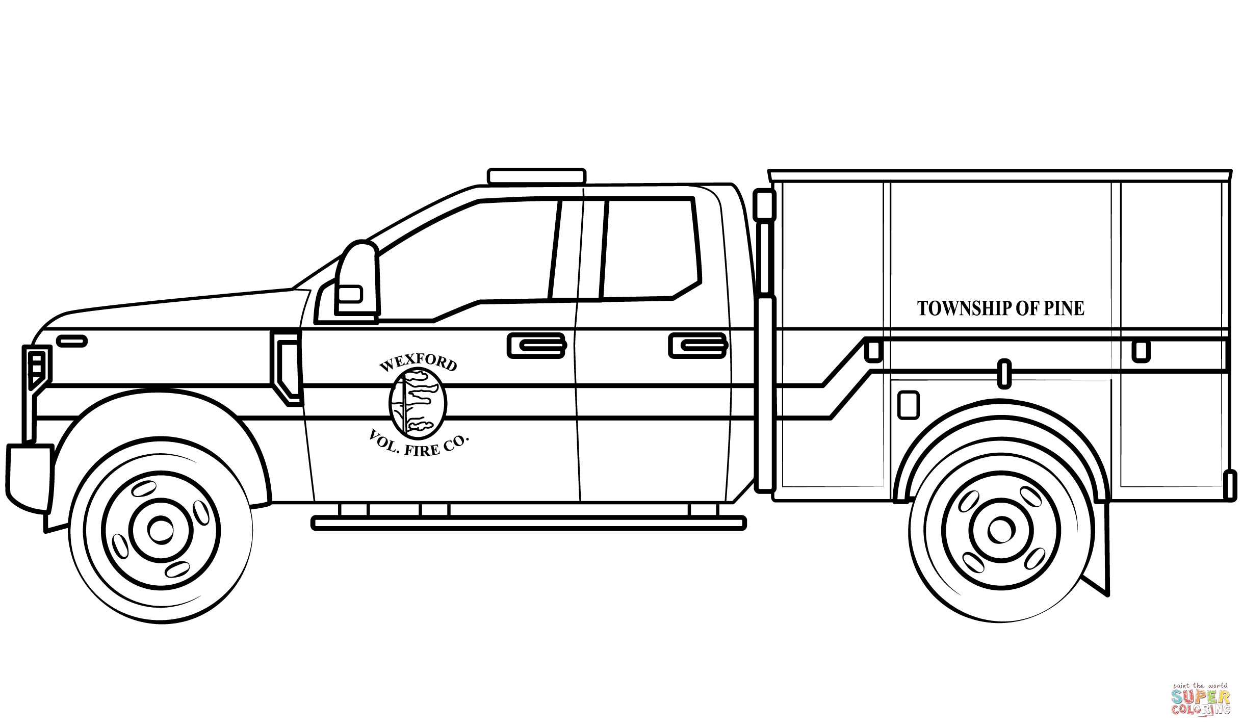 Pickup fire truck coloring page free printable coloring pages