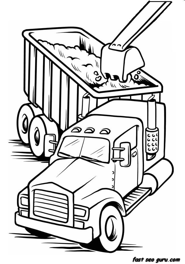 Printable work load truck coloring book page for boy truck coloring pages free kids coloring pages coloring pages for kids