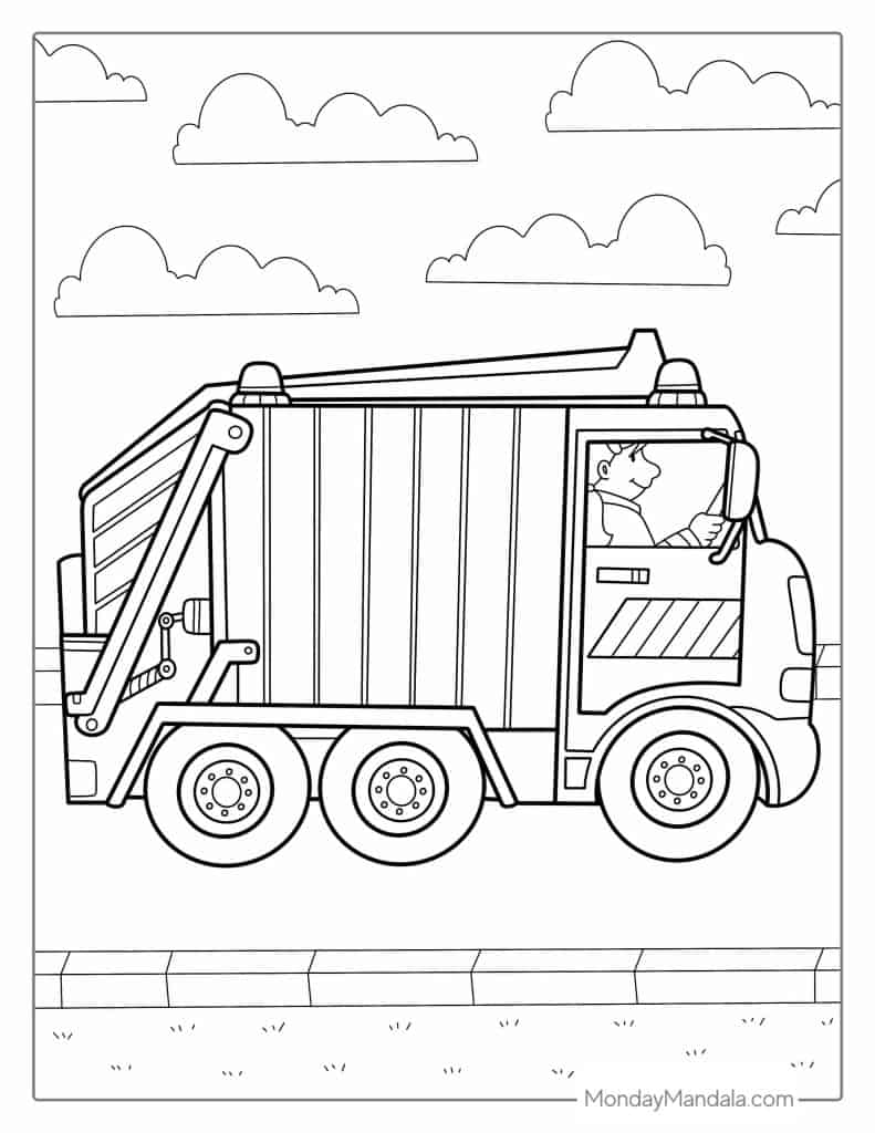 Garbage truck coloring pages free pdf printables