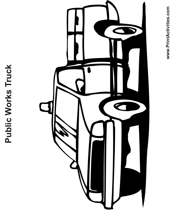 Truck coloring page public works truck