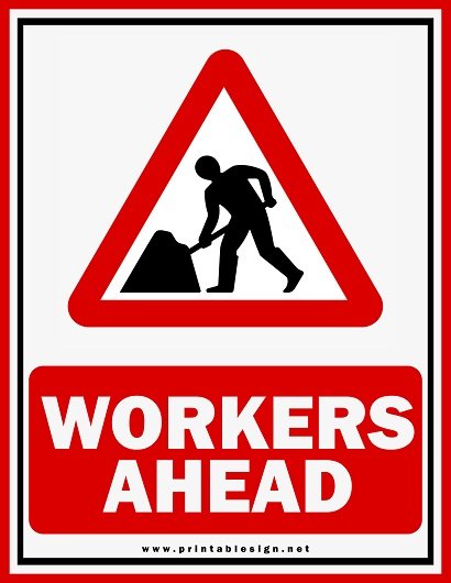 Workers ahead road sign free download