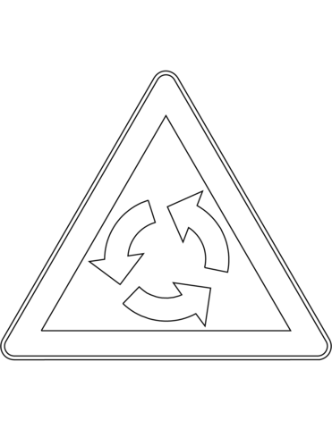 Roundabout ahead sign in finland coloring page free printable coloring pages