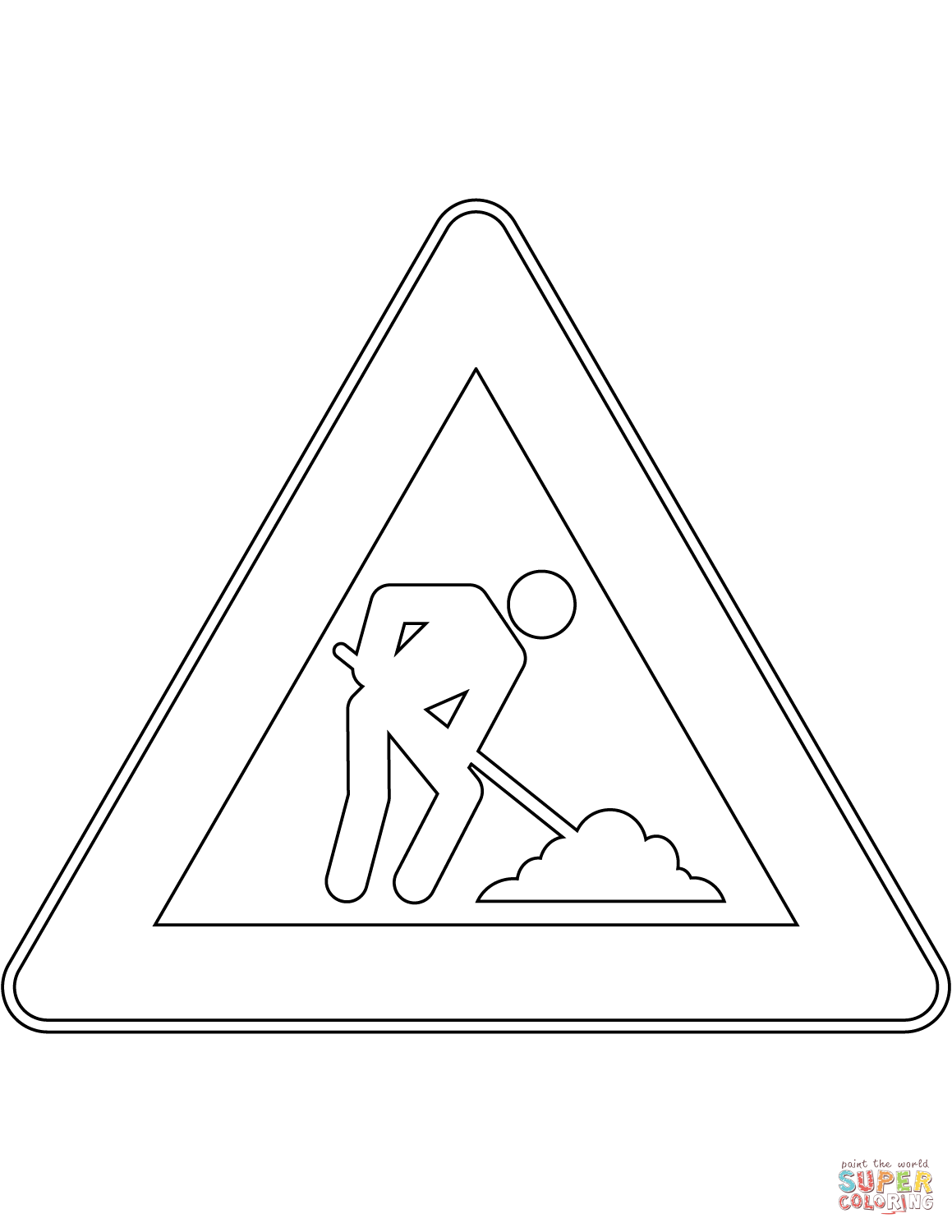 Roadworks ahead sign in italy coloring page free printable coloring pages