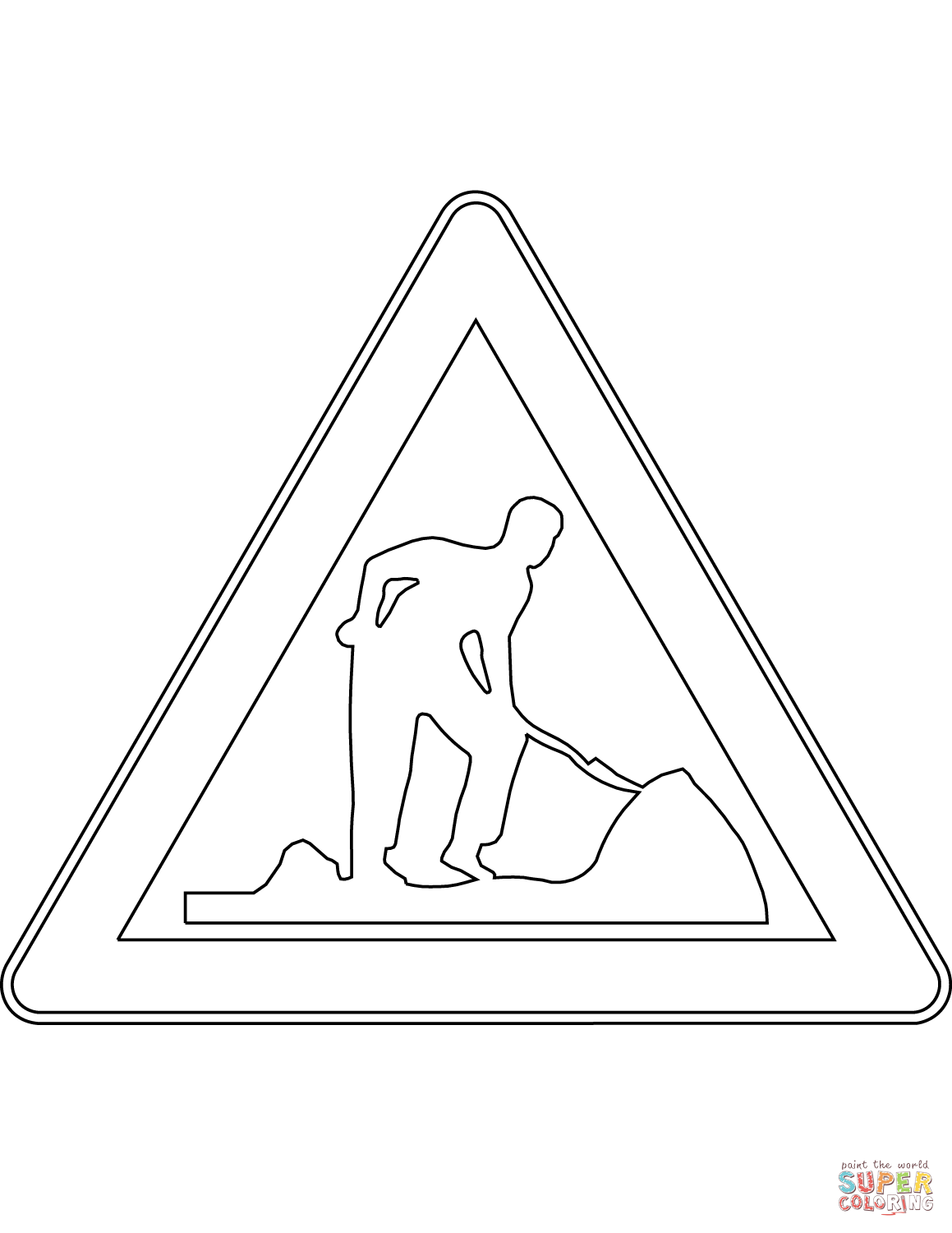 Roadworks ahead sign in finland coloring page free printable coloring pages