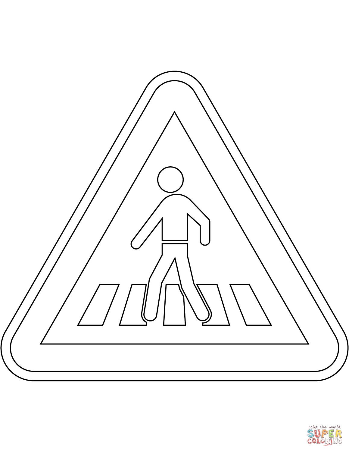 Pedestrian crossing ahead sign in portugal coloring page free printable coloring pages