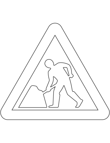 Roadworks ahead sign in the united kingdom coloring page free printable coloring pages