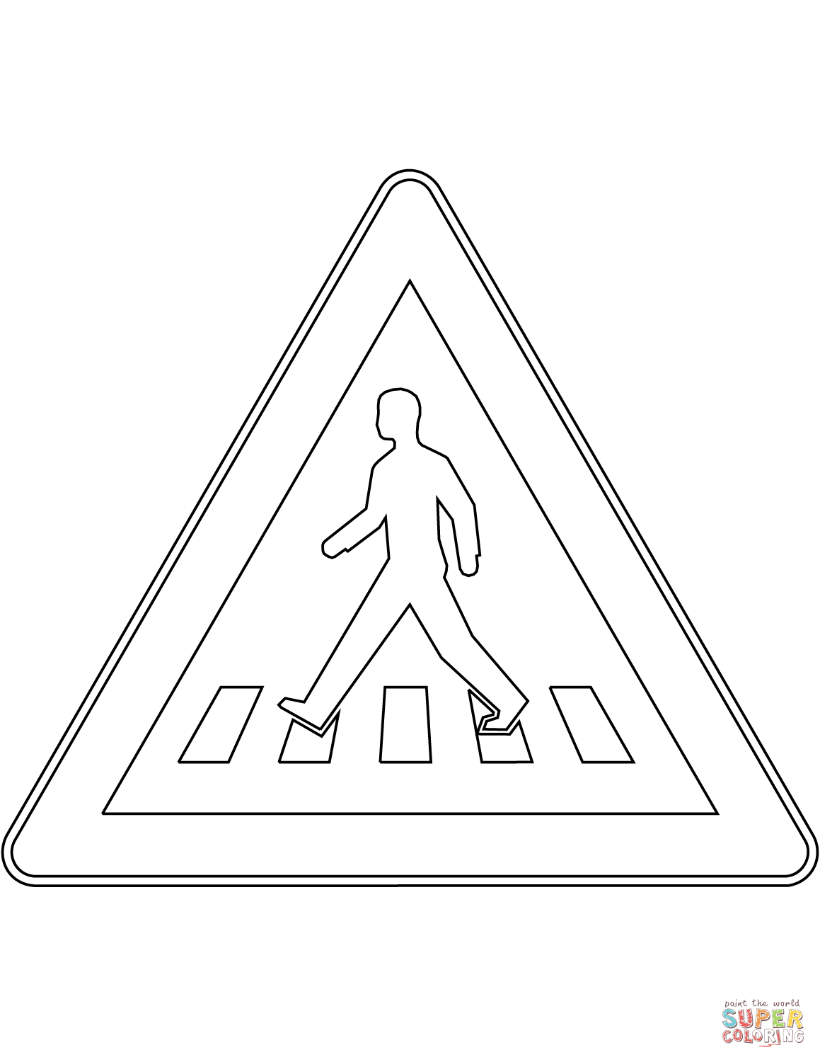 Pedestrian crossing ahead sign in finland coloring page free printable coloring pages