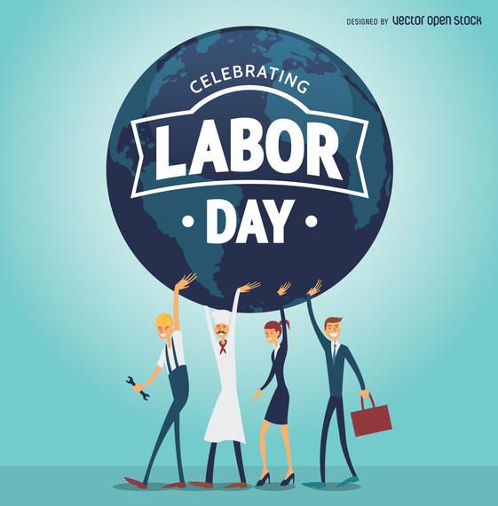 Labor day poster with workers holding the world labour day happy labor day workers day