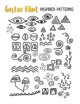 Gustav klimt inspired pattern sheet and coloring page by art is basic