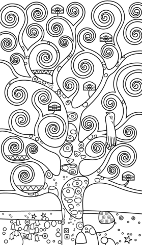 Tree of life by gustav klimt coloring page free printable coloring pages