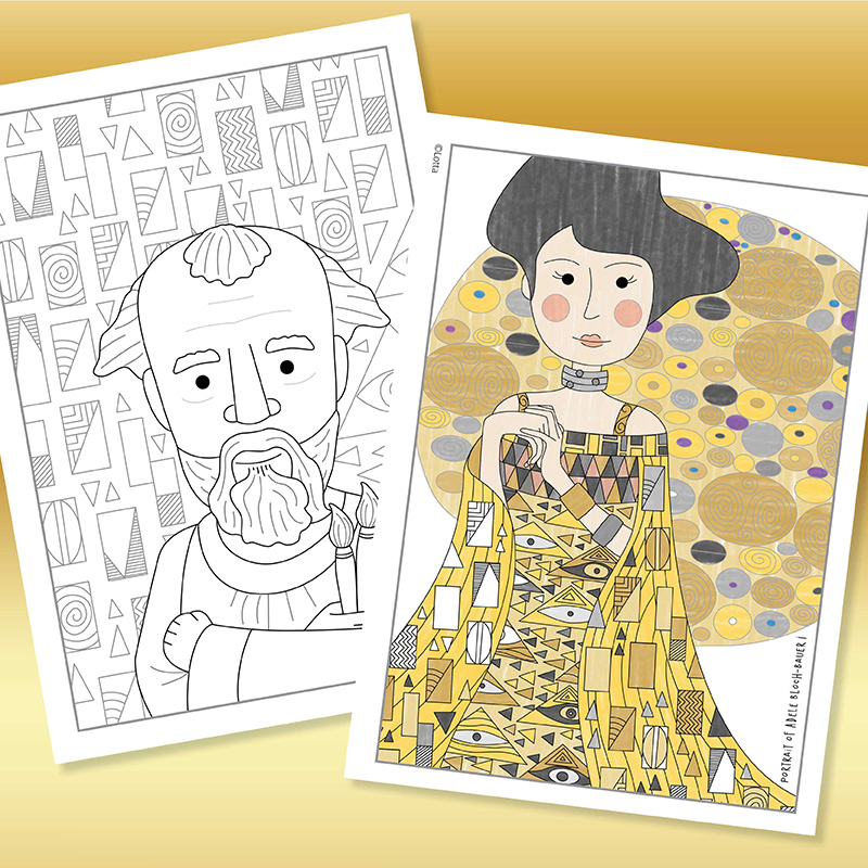 Gustav klimt colouring pages