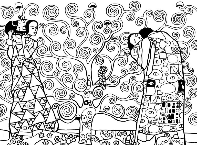 Art therapy coloring page gustav klimt