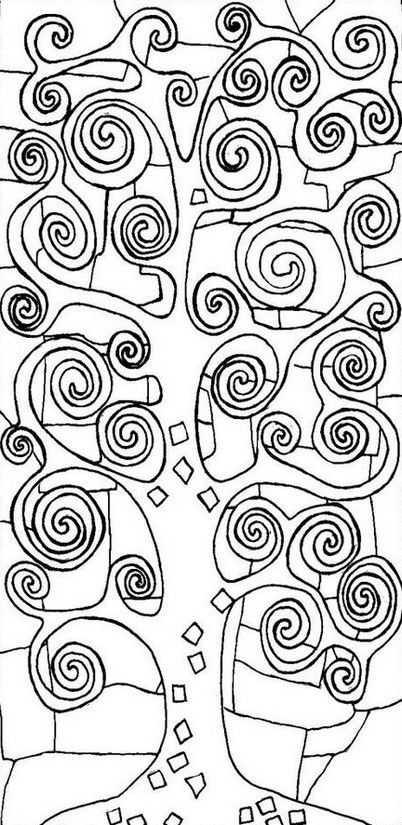 Art therapy coloring page gustav klimt tree of life baum des lebens kunst klimt ausmalen