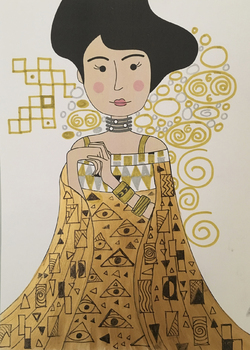 Gustav klimt drawing pages coloring activity by lotta tpt