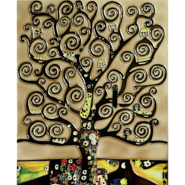 La pastiche gustav klimt tree of life trivetwall accent tile felt back