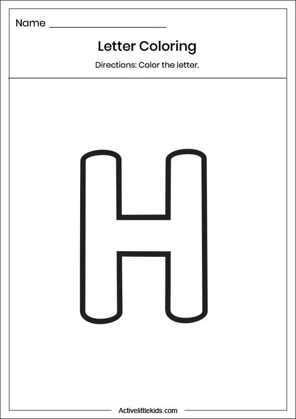 Free letter h worksheets for kindergarten