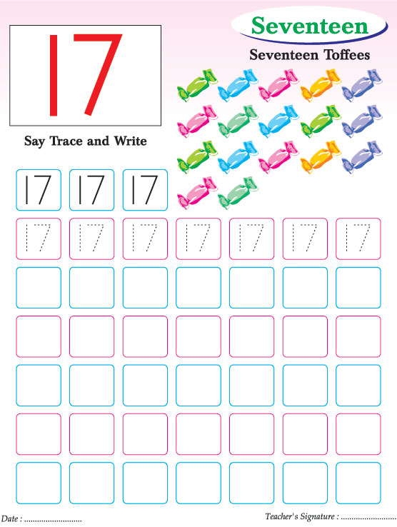 Numbers writing practice worksheet