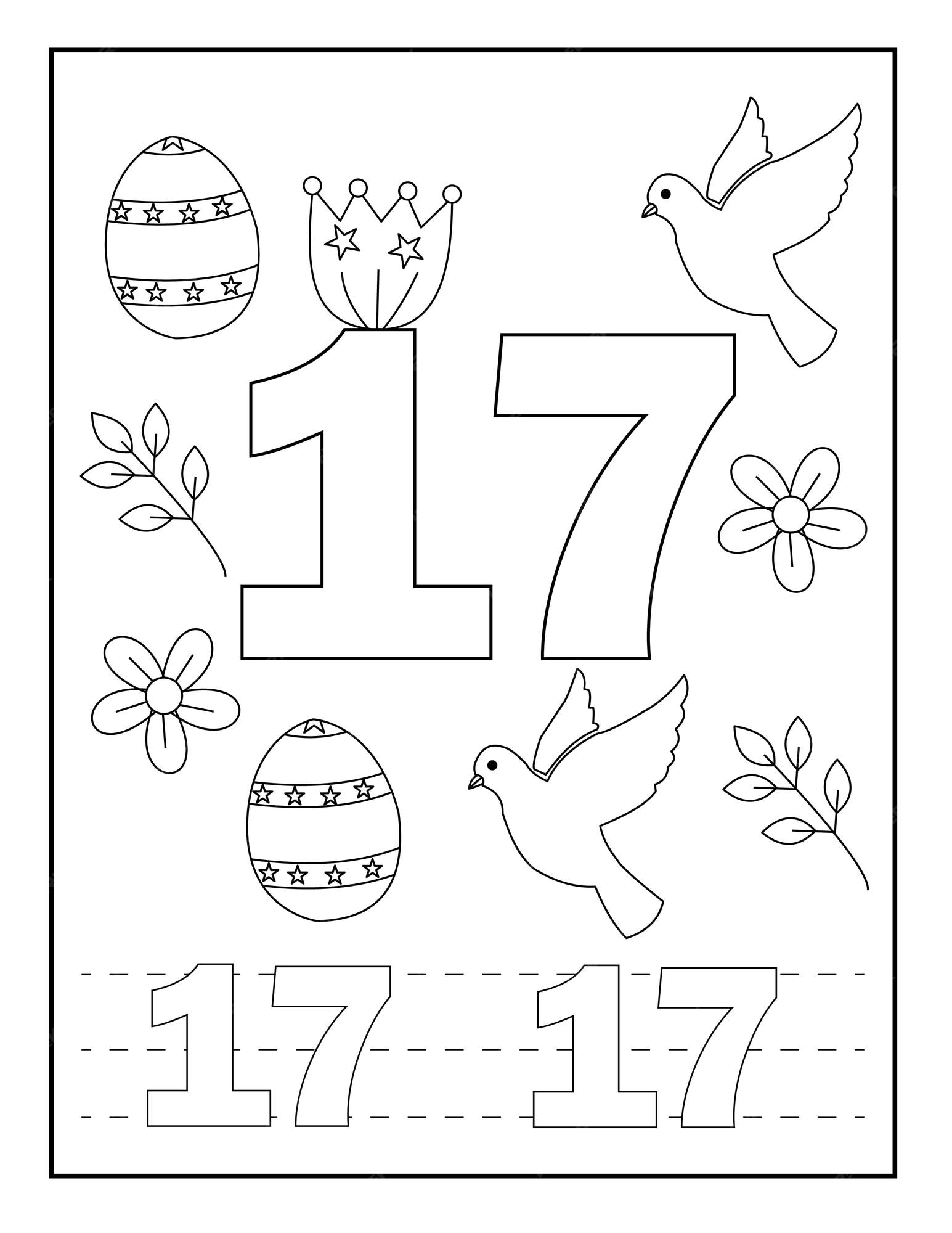 Premium vector number coloring pages for kidseaster designs flower birds and so on