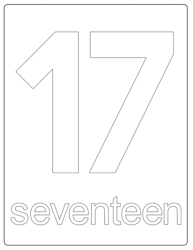 Number seventeen coloring pages coloring pages printable numbers learning numbers numbers